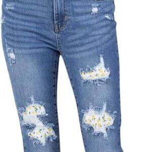 NWT Womens Judy Blue Lemon Patch High Rise Skinny Stretch Jean Size 3/26